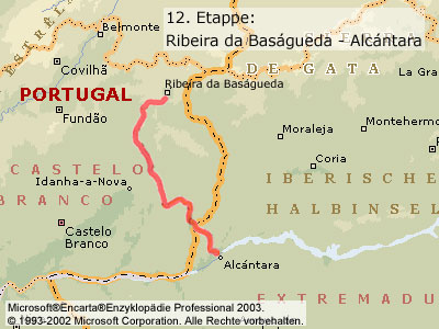 12. Etappe: Ribeira da Bazágueda - Alcántara