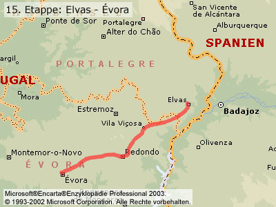16. Etappe: Elvas - Evora