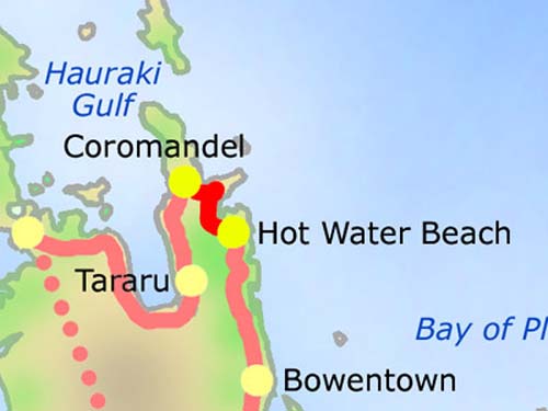 3. Etappe: Coromandel - Hot Water Beach am 21.02.2004