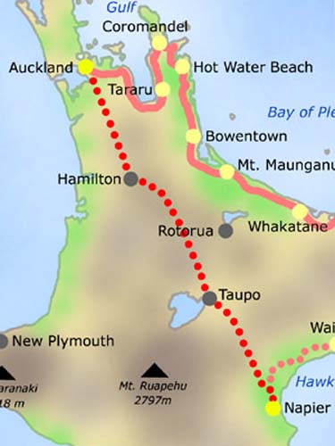 Busfahrt von Napier nach Auckland am 04.03.2004